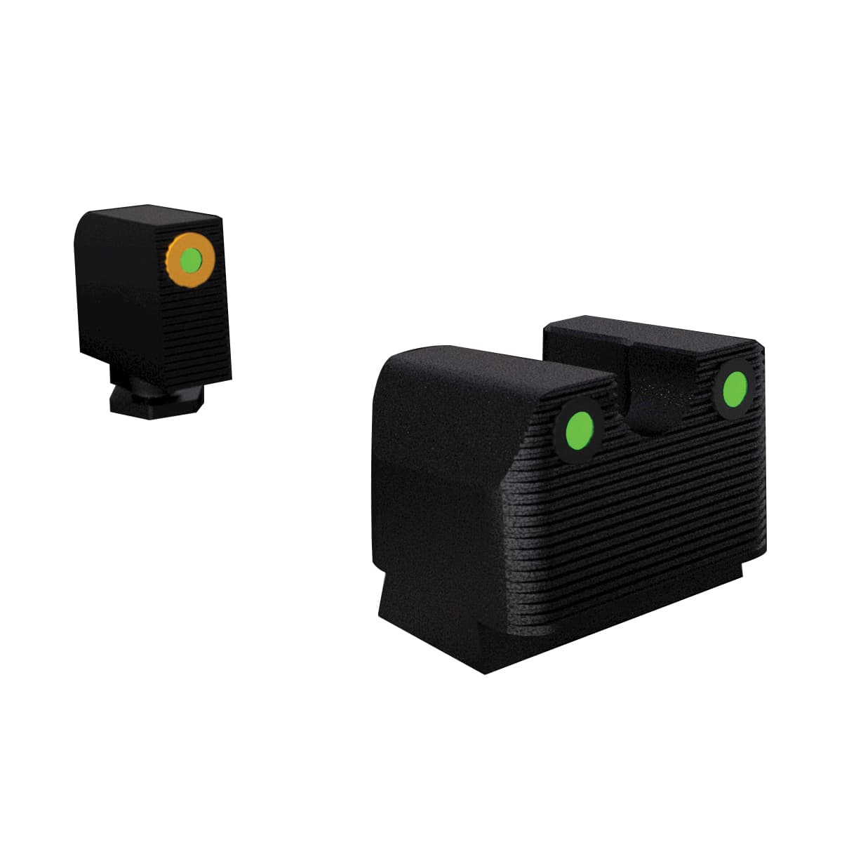 Rival Arms Tritium MOS Height Night Sight for Glock 17, 19 Pistols, Green with Orange Outline Front, Green Rear - RA3A231G