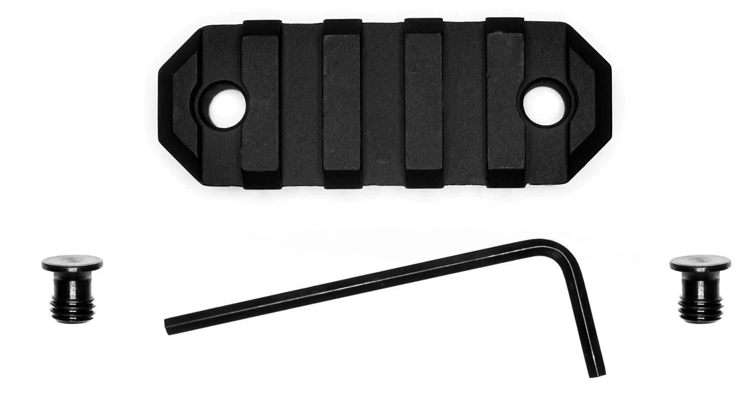 GrovTec KeyMod Aluminum 5-Slot Picatinny Rail, 2.2" L, Type III Anodized Black - GTSW227