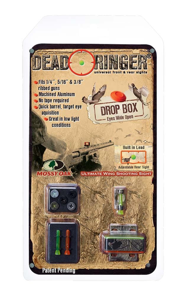 Dead Ringer Drop Box Front/Rear Sight for Many Ribbed Shotguns, Mossy Oak Frame - DR4478