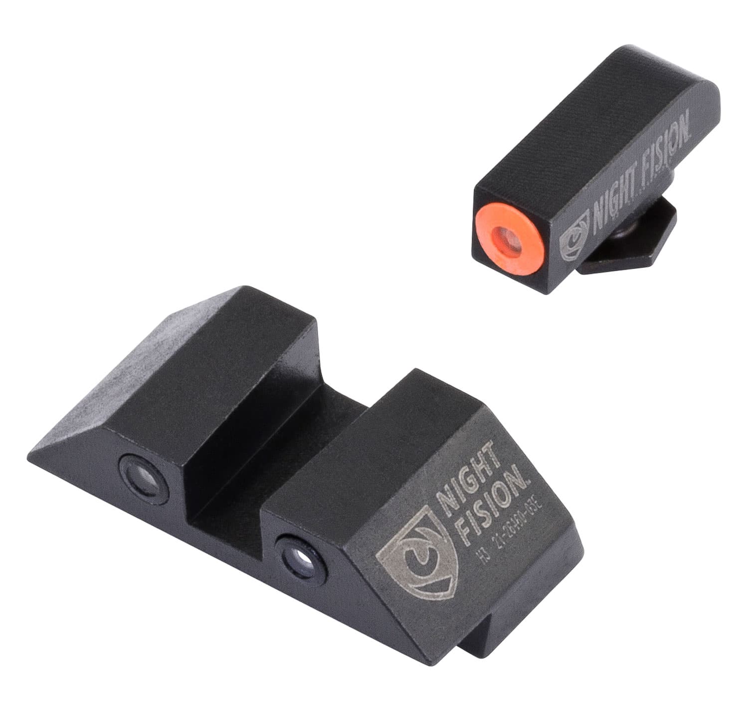 Night Fision Night Sight Set for Glock 17, 17L, 19, 22-28, 31-35, 37-39 Pistols, Green with Orange Square Front, Green with Black Square Rear - GLK-001-003-OGZG