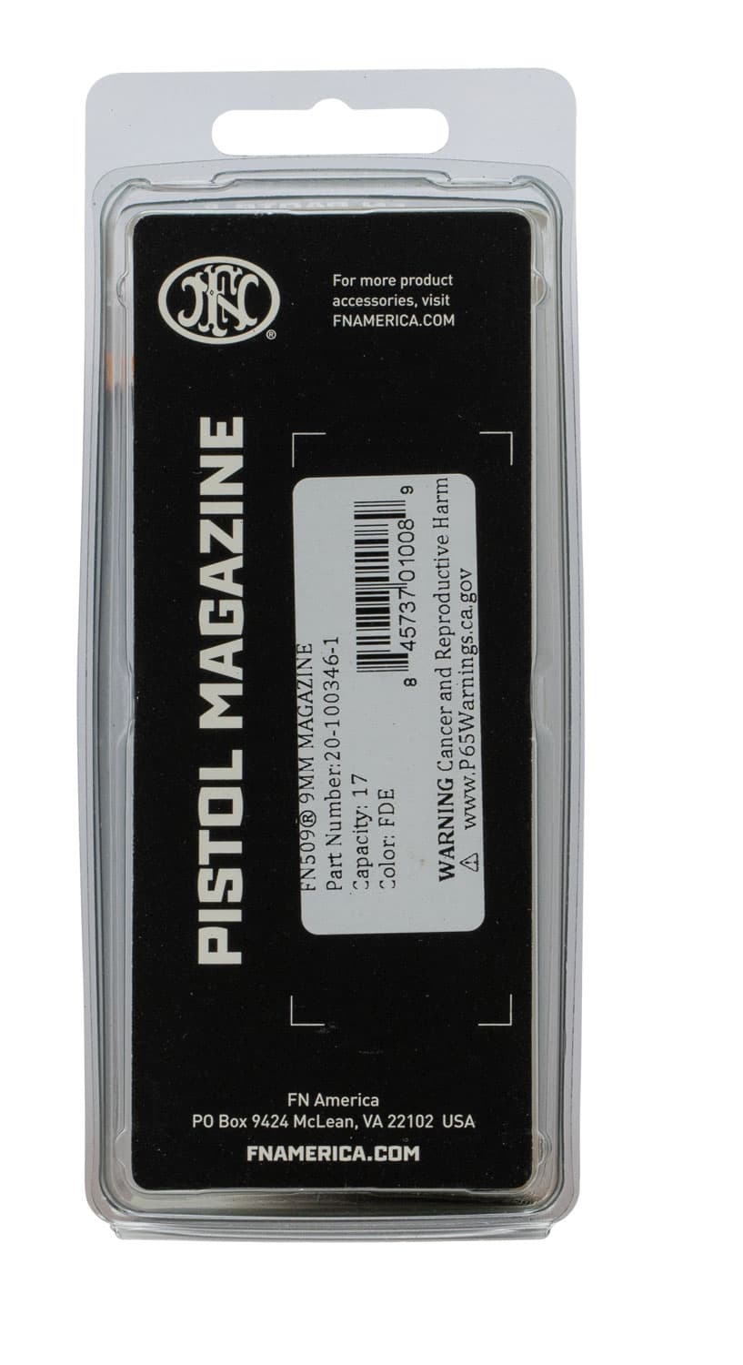 FN America 17 Round 9mm 509 Detachable Magazine, Black Body/Flat Dark Earth Base - 201003461