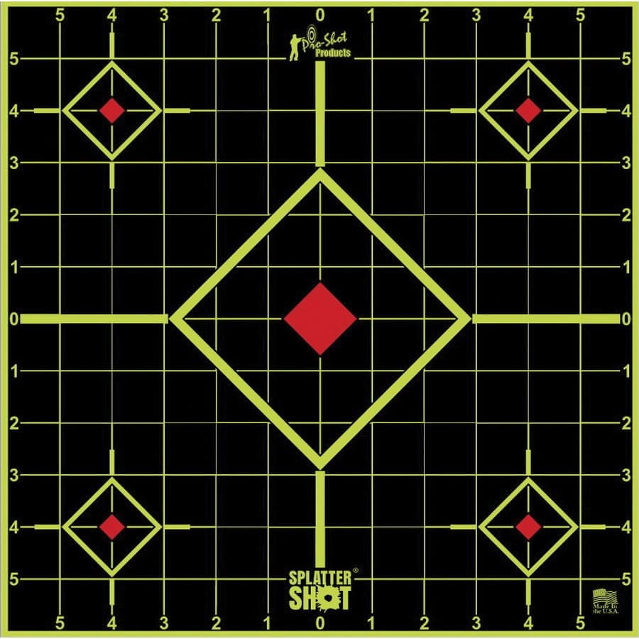 ProShot Splatter Shot 17.75" Square Self-Adhesive Long Range Sight-In Target, Black/Green, 5/pack - 1775SI5PK