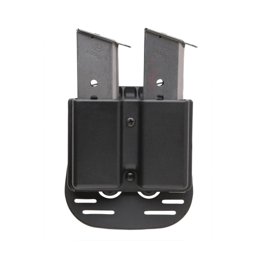 Uncle Mike's Single Row Double Magazine Case, Belt Clip Mount, Smooth Black - 51371