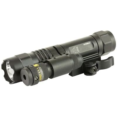 Leapers UTG Accushot Flashlight Fits Picatinny LED Weapon Flashlight with Adjustable Red Laser QD Mount, Black - LT-ELP38Q-A