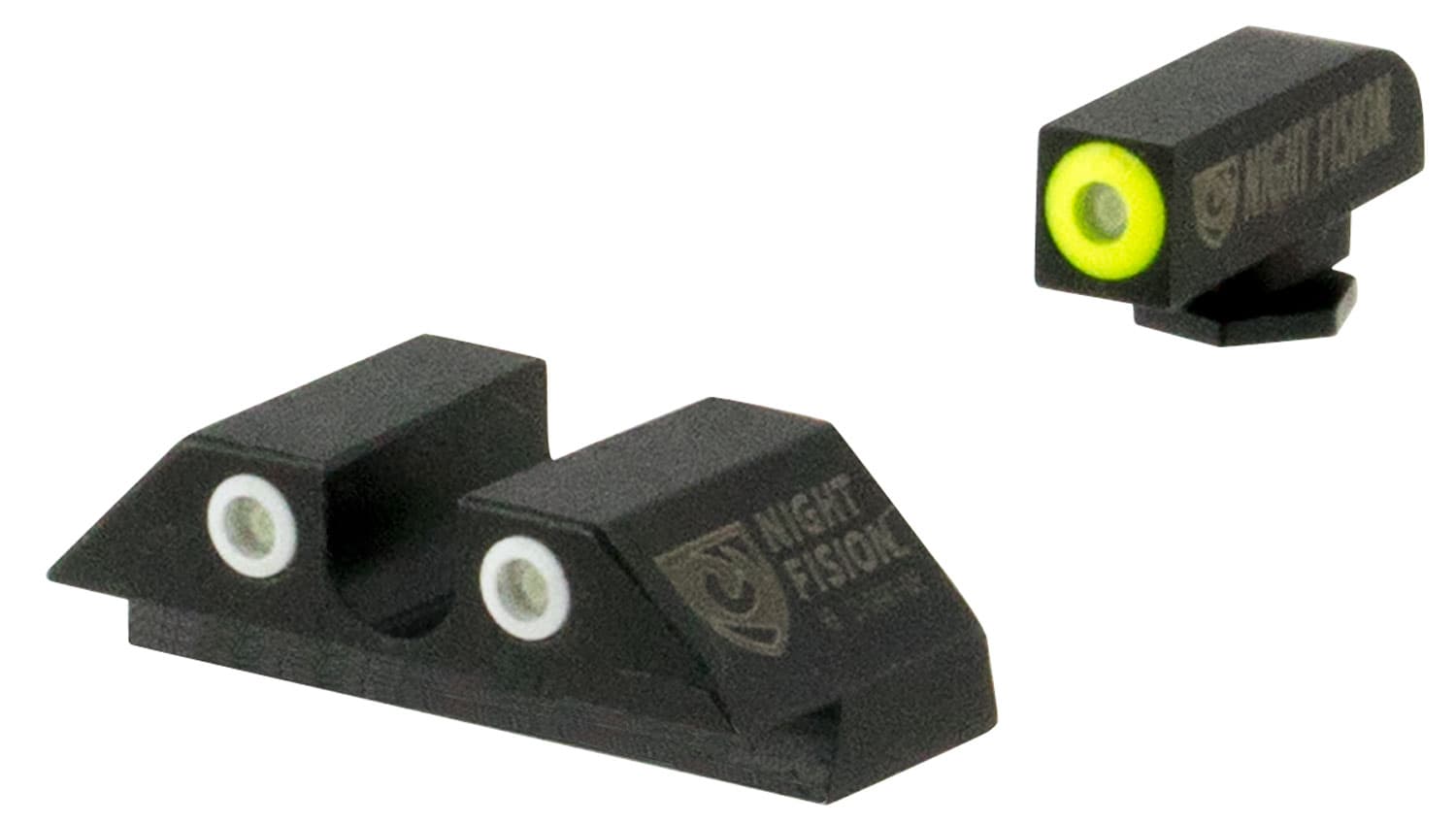 Night Fision Perfect Dot Tritium Night Sight Set with White "U" Notch Rear, Yellow Front - GLK-001-007-YGWG
